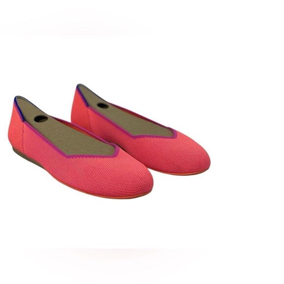 Rothy’s Sz 8.5 Flamingo Pink Slip-On Roundtie Fabric Ballet Slipper Flats - Picture 1 of 9